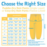 Size 8: Jan & Jul Yellow Cozy-Dry Rain Pants (Fleece Lined) NEW