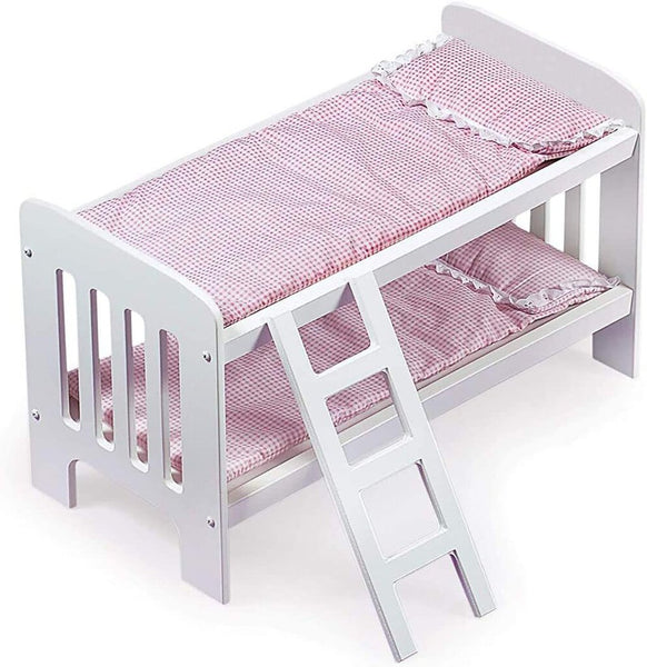 White Pink Wooden Doll Bunkbed Fits 18" Doll - As Is