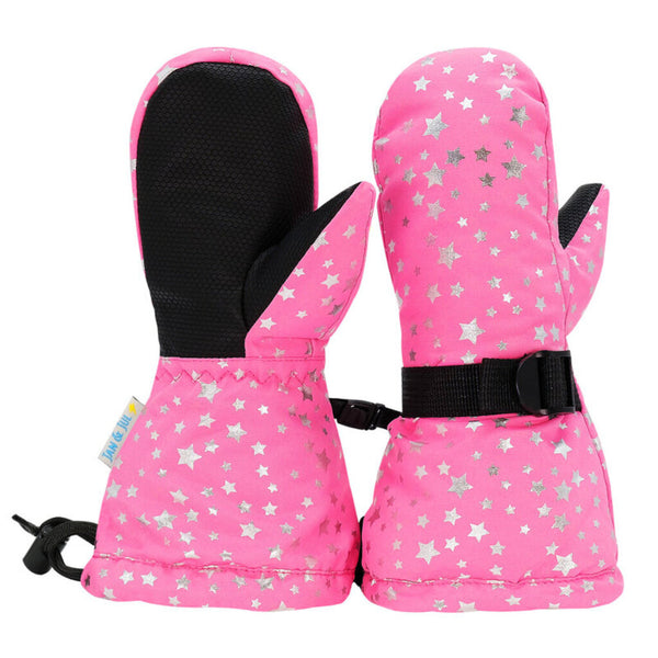 Size M (4-6): Jan & Jul WATERMELON Silver Stars Waterproof Mittens NEW