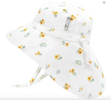 Size M (6-24m): Jan & Jul Cotton Adventure Hat - Yellow Flower