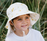 Size S (0-6m): Jan & Jul Cotton Adventure Hat - Yellow Flower