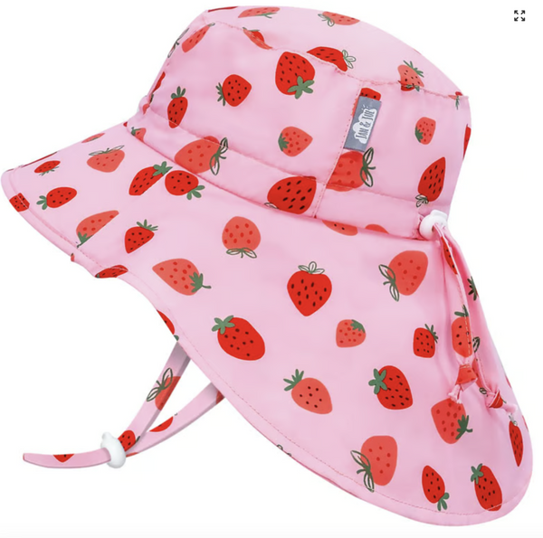 Size S (0-6m): Jan & Jul Aqua Dry Adventure Hat - Pink Strawberry NEW