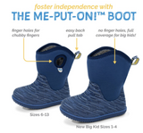 Size 3Y: Jan & Jul NAVY FOREST Birch Toasty-Dry Lite Winter Rain Boots NEW