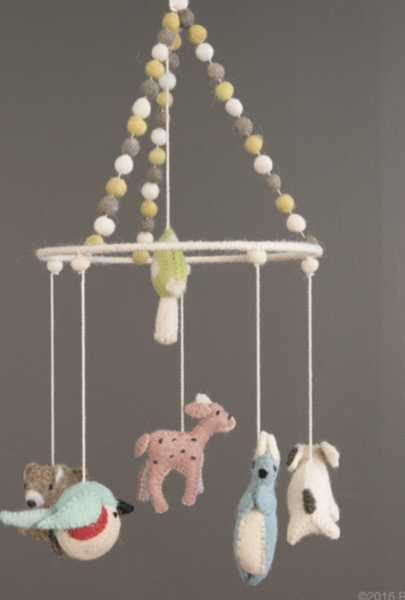 Brat Decor Woodsy Animal 100% Wool Felted Crib Mobile