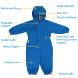 Size 1: Jan & Jul SUMMER CAMP Cozy Dry Waterproof Zip Up Fleece Lined Rain Suit NEW