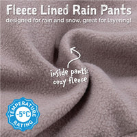 Size 2: Jan & Jul BLACK Cozy-Dry (Fleece Lined) Rain Pants NEW