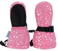 Size XS (NB-2): Jan & Jul WATERMELON Silver Stars Waterproof Thumbless Mittens NEW