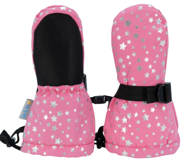 Size XS (NB-2): Jan & Jul WATERMELON Silver Stars Waterproof Thumbless Mittens NEW