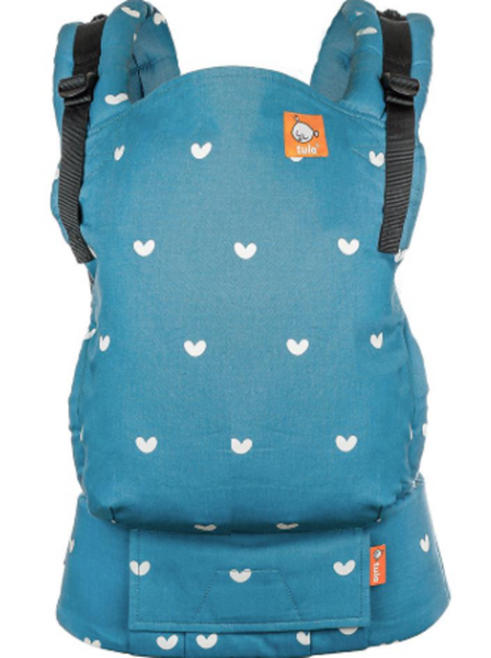 Tula Free-To-Grow Fully Adjustable Baby & Toddler Carrier: Blue/White Hearts -NEW (retails $179)