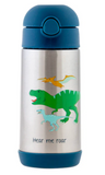 Stephen Joseph Double Walled Stainless Steel Flip Top Water Bottle - DINO- NEW