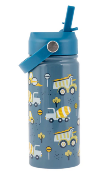 Stephen Joseph Insulated Stainless Steel Water Bottle with Handle - CONSTRUCTION - NEW