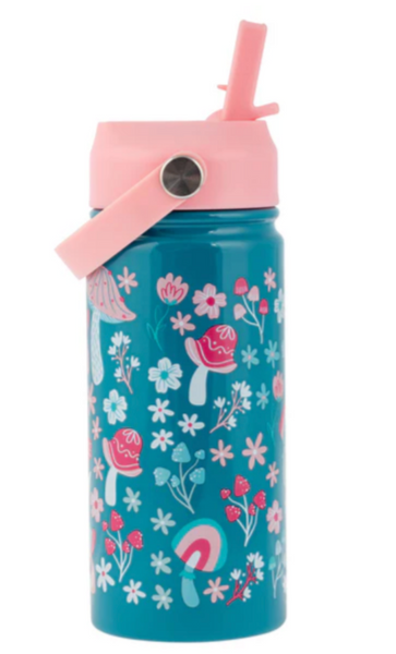 Stephen Joseph Insulated Stainless Steel Water Bottle with Handle - MUSHROOM- NEW