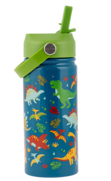 Stephen Joseph Insulated Stainless Steel Water Bottle with Handle - DINO- NEW