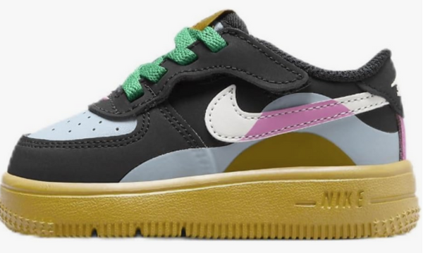 Size 2: Nike Force 1 Low LV8 2 EasyOn Baby Shoes (FN0408-001, Black/Light Armory Blue/Playful Pink/Summit White) LIKE NEW