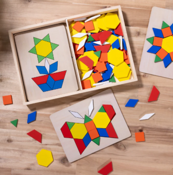 Melissa & Doug Wooden Pattern Blocks and Boards