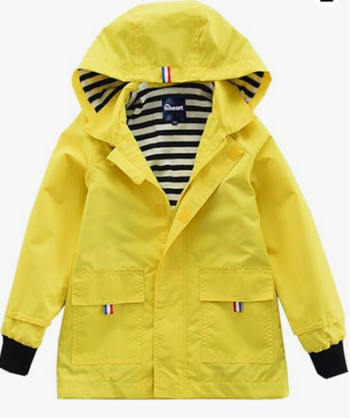 Size 8 (130): Hiheart Yellow Zip-Up Rain Coat-NEW W/Tag