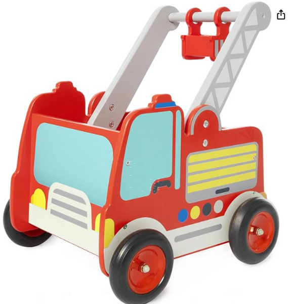 Labebe Wooden Firetruck Push Walker Cart