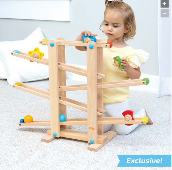 Fat Brain Toys Wooden Roll & Go Marble Run