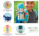 Stephen Joseph Double Walled Stainless Steel Flip Top Water Bottle - FARM- NEW