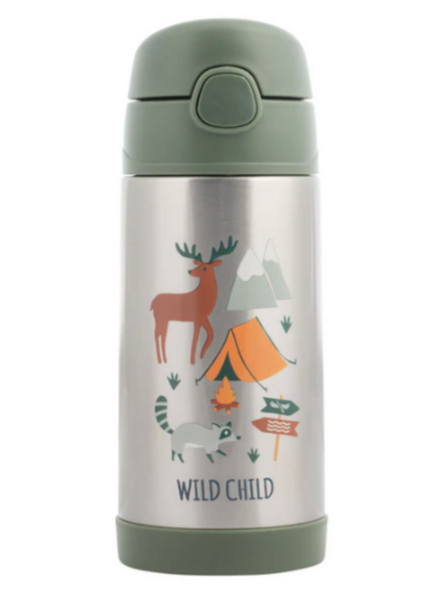 Stephen Joseph Double Walled Stainless Steel Flip Top Water Bottle - OUTDOOR - NEW