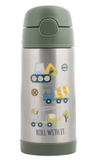 Stephen Joseph Double Walled Stainless Steel Flip Top Water Bottle - CONSTRUCTION - NEW