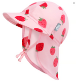 Size M (6-24): Jan & Jul Sun Soft UV Baby Cap - PINK STRAWBERRY