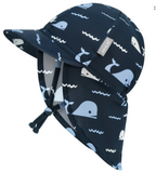 Size S (3-6m): Jan & Jul Sun Soft UV Baby Cap - NAVY WHALE TALES
