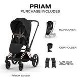 Cybex Priam Platinum Black Gold Stroller with Accessories