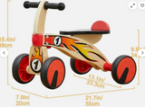 Top Bright Four Wheeled wooden push Balance Bike for Toddlers to Sit on