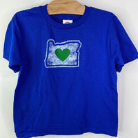 Size 4T: Heart in Oregon Locally Made Blue T-shirt NEW