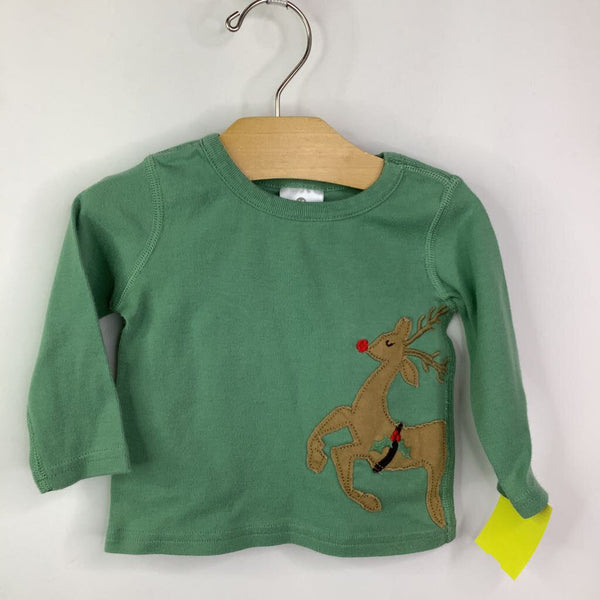 Size 3-6m: Hanna Andresson Long Sleeve Green w/ Reindeer Shirt