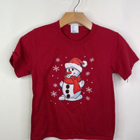 Size 8-10 (S): Port Company Red Snowman T-Shirt