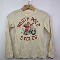 Size 8: Crewcuts Cream w/"North Pole Cycles" Long-Sleeve Shirt