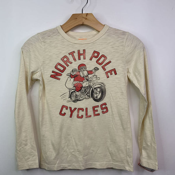 Size 8: Crewcuts Cream w/"North Pole Cycles" Long-Sleeve Shirt