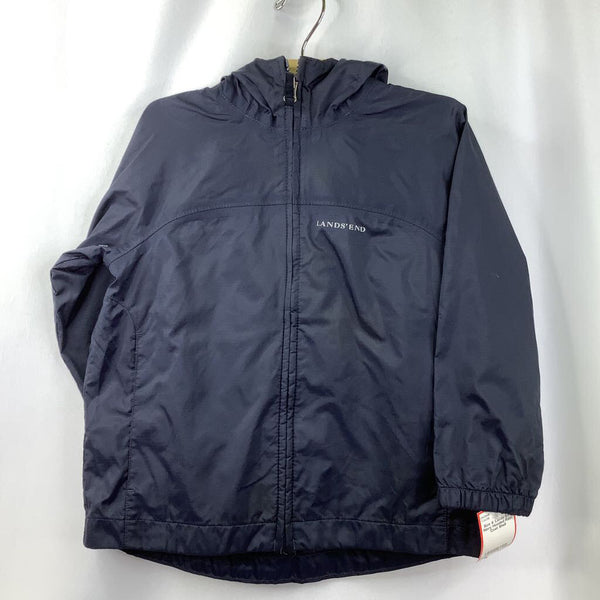 Size 4: Lands End Navy Hooded Rain Shell