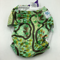 Size OS: Happy Endings Green w/ Trees Snap Button w /Insert