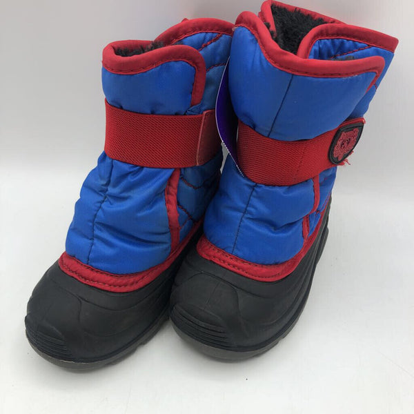 Size 7: Kamik Blue & Red Velcro Fleece Lined Snow Boots
