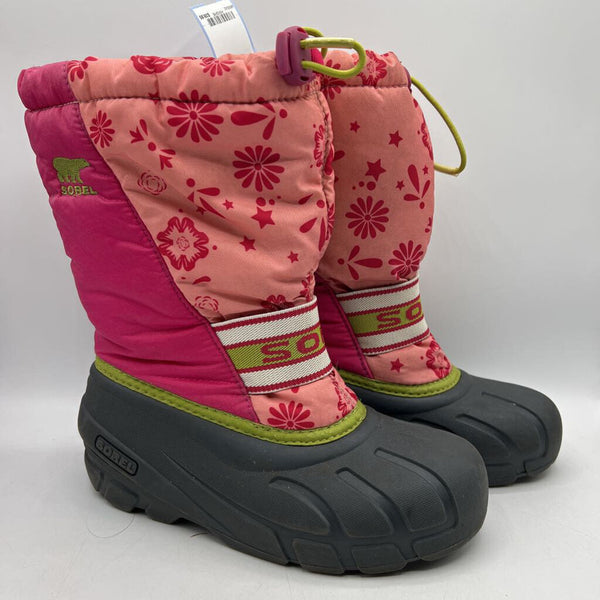 Size 3Y: Sorel Pink Single Strap Toggle Snow Boots