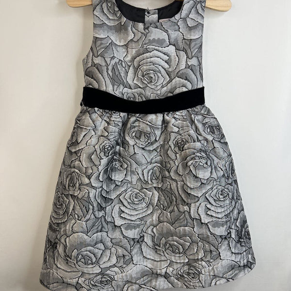 Size 4: Catherine Malandrino Mini Grey Black Rose Fancy Dress