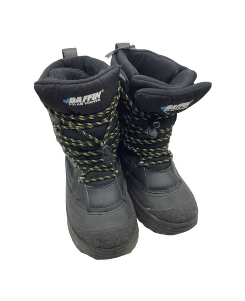 Size 6Y: Baffin Polar Proven Black/Green Lace Up Snow Boots *RETAIL FOR 260*