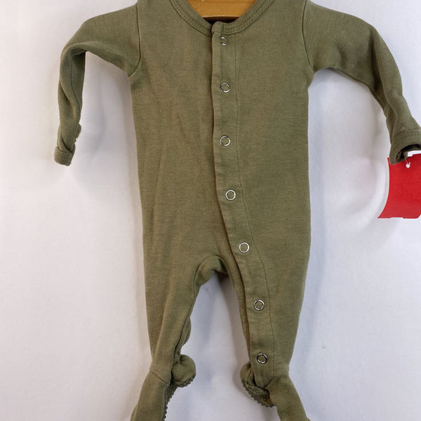 Size Preemie: Lovedbaby Olive Green Footed Long Sleeve PJS