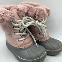 Size 6: London Fog Pink Insulated Lace-up Snow Boots