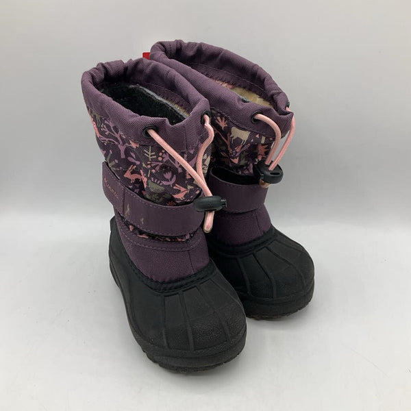 Size 7: Columbia Purple Floral Single Strap Insulated Snow Boots
