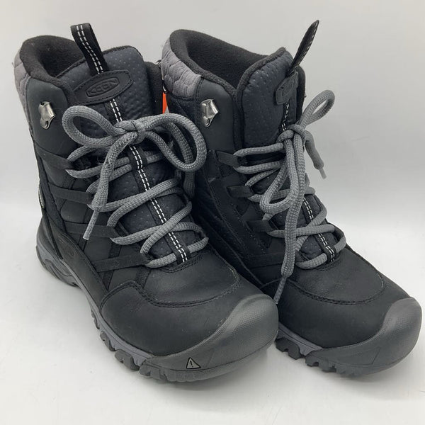 Size 6Y: Keen Black Waterproof Insulated Lace-up Snow Boots