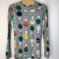 Size 6-7 (120): Hanna Andersson Grey Easter Bunnies & Eggs Long Sleeve 2pc PJS