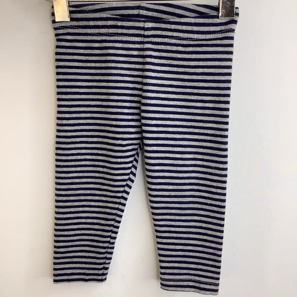 Size 6-12m: Primary Grey & Navy Blue Striped Leggings