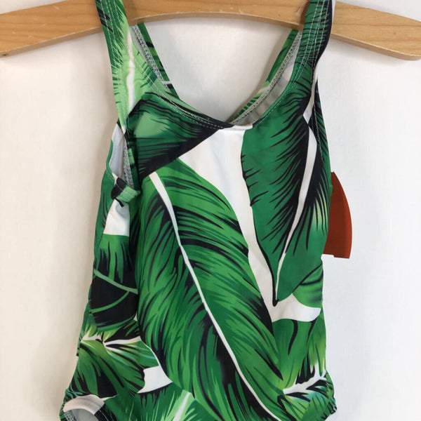 Size 2-3: Green Leaves Tank One Piece Swimsuit