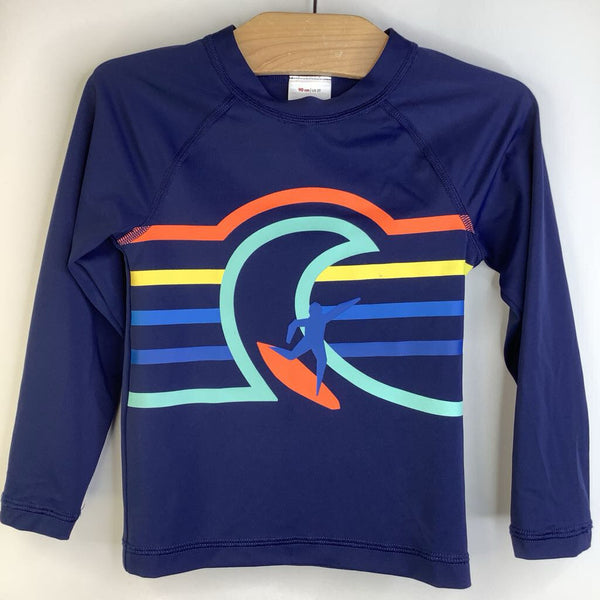 Size 3 (90): Hanna Andersson Navy Blue Neon Surfer Long Sleeve Swim Shirt