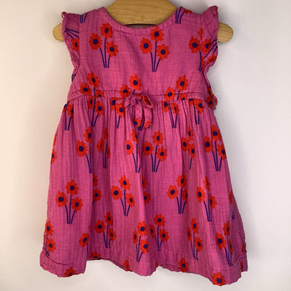 Size 3-6m (60): Hanna Andersson Pink Red Flowers Ruffle Tank Dress