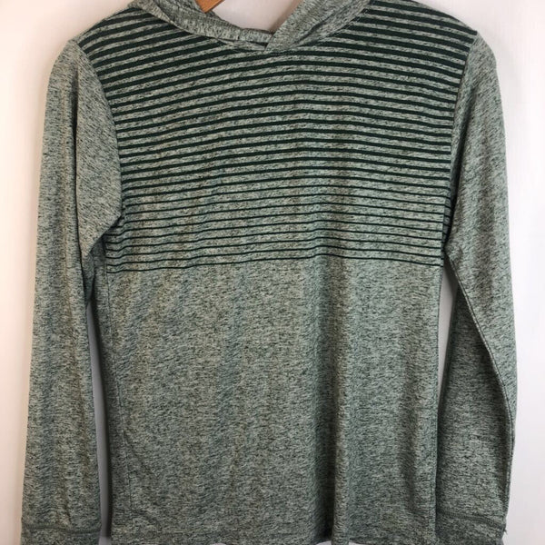 Size 10-12: Tucker + Tate Green Striped Hooded Long Sleeve T